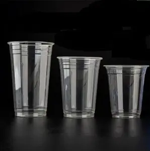 Taza de plástico transparente con tapa de domo, vaso desechable de material PLA de calibre 95, 20oz, 16oz, 12oz y 9oz, venta directa de fábrica