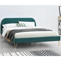 Willsoon Cadre de lit King Size de haute qualité Style français avec tissu en velours Bois massif et rembourrage Pied en métal Vente en gros