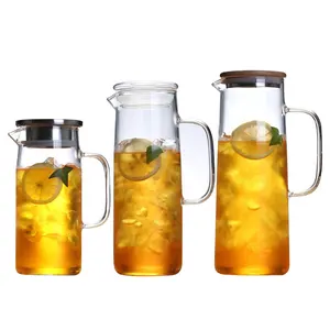 ECO Friendly Heat-resistant Glass Water Jug Cold Fruit Juice Pitcher With Lid