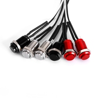 LED Mini hijau biru anti air, 8mm on off, merah, hijau, biru, 1NO, kepala tinggi, mengunci sendiri, saklar tombol tekan logam