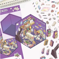 Pegatinas de juguete estéticas con diseño de dibujos animados en 3D, pegatinas mágicas de animales, gatos, decoración para computadora portátil, pegatinas educativas para niños