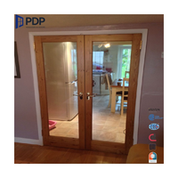 Puerta de Entrada de Doble Hoja de Aluminio y Madera PDP, Estilo Minimalista Clásico para Exteriores de Villa, Puerta Abatible de 2 Paneles de Fibra de Vidrio para Hotel
