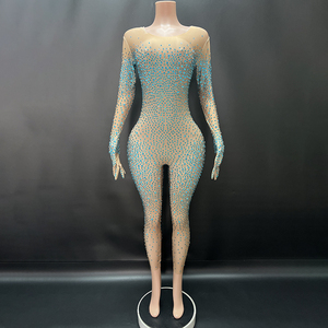 Novance Y4326-B Bodysuit de Alto Rendimiento para Dropshipping con Guantes para Mujer Monos de <span class=keywords><strong>Manga</strong></span> <span class=keywords><strong>Larga</strong></span> con Pedrería para <span class=keywords><strong>Fiesta</strong></span> - Product Image 2