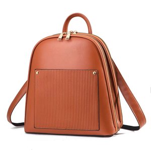 <b>Black</b> Faux <b>Leather</b> <b>Backpack</b> With Ribbed Front Pocket Zipper Closure Shoulder Strap Medium Capacity All Seasons Daily Use - Product Image 4