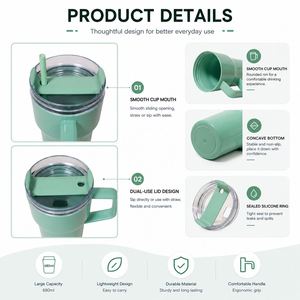 Custom Logo Single Wall Plastic Tumbler <b>With</b> <b>Handle</b> and Straw BPA Free Reusable <b>Travel</b> <b>Mug</b> for Coffee Water Gifts Bulk Wholesale - Product Image 4