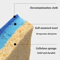 Éponge de cuisine en cellulose double face anti-rayures Esun, forte décontamination, absorption élevée 250%-500% d'eau, pour la vaisselle