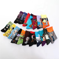 2025 nouvelle mode personnalité célèbre Art peinture à l'huile chaussettes homme rétro Van Gogh Mona Lisa série drôle coton vis chaussettes