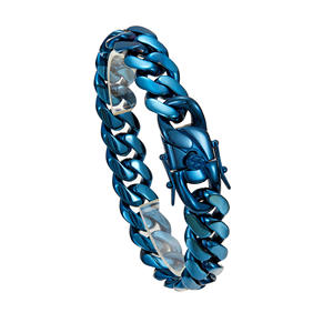 <span class=keywords><strong>2025</strong></span> perhiasan Fashion desain baru 14mm baja tahan karat pria biru Kuba rantai kalung gelang Hip Hop perhiasan - Product Image 4