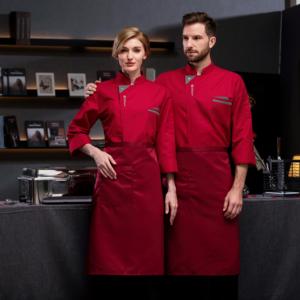 Moda blanco Triángulo Escote Uniforme Para Mesero De Restaurante Chef Uniforme Diseño Imagen - Product Image 4