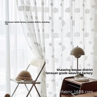 Cortinas Opacas para Dormitorio Infantil con Diseño de Nubes |   Cortinas translúcidas de gasa blanca con bordado de toalla