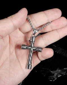 Holy Christian Twist Cross Charm Colgante Collar de cadena de acero inoxidable Alta calidad <span class=keywords><strong>Virgen</strong></span> <span class=keywords><strong>Rosario</strong></span> Cruz Collar religioso Regalo - Product Image 1