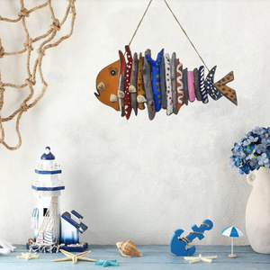 Décoration murale rustique artisanale <span class=keywords><strong>de</strong></span> style côtier, poisson en bois flotté, décor nautique, nature morte, Pâques, pour espace commercial, <span class=keywords><strong>salle</strong></span> <span class=keywords><strong>de</strong></span> <span class=keywords><strong>bain</strong></span>, décorations océaniques - Product Image 3