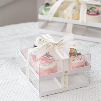 4 / 6 packs de petites boîtes à gâteaux Spring tour dessert Donut mousse baking cupcake boîte en plastique transparente