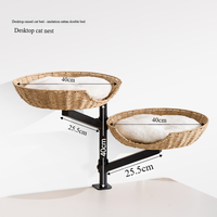 Nid pour chat réglable et rotatif en bois massif et métal, lit pour chat portable et peu encombrant avec griffoir