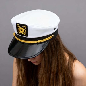 Esta gorra de uniforme de cubierta azul Marino presenta bordado y un parche de insignia perfecto para el <span class=keywords><strong>sombrero</strong></span> de capitán de fiesta - Product Image 2