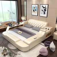 Neuerscheinung Modernes Design Schlafzimmer-Möbelsets TOP-VERKAUF Hochwertige Smart-Lederbetten King/Queen-Size 5 Jahre Garantie