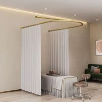 Rideau de séparation pour salon de beauté en forme de U, translucide, non transparent, pour centre de soins de santé, nouveau style chinois, avec tringle en tissu
