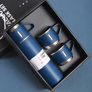 High-End-Mode Luxus Business Corporate Werbe geschenkset Reise isolierte Vakuum flasche mit zwei Tassen