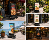 Soporte de Carteles Digitales de Doble Cara Resistente a la Intemperie, Máquina de Publicidad Inteligente para Uso en Exteriores, Sistema de Pantalla Móvil Recargable