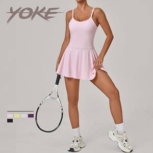 Robe de sport moulante anti-transparence avec coussinets intégrés, respirante, dos nu, pour golf, yoga, tennis - Product Image 1