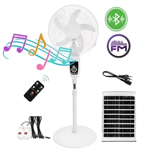 16-Inch Solar Rechargeable Brushless Motor 5-Speed Pedestal Fan With Solar <b>Lights</b> <b>Remote</b> <b>Control</b> 6H Runtime Portable AC SF300A-1 - Product Image 5