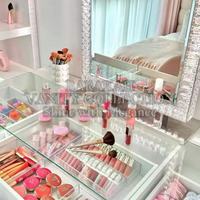 Miroir de coiffeuse moderne avec éclairage LED, populaire en Europe, design à bordure diamantée, haute clarté, avec rangement