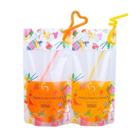 Logo personnalisé recyclable double distributeur emballage réutilisable sac pochette de lait en poudre pour boisson aux fruits avec paille en plastique