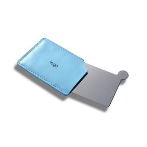 Personalized Name Blue Leather <b>Rectangle</b> Stainless Steel Handheld Makeup <b>Mirror</b> - Product Image 4