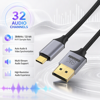 Kabel USB C ke DP1.4 Tipe C Male ke DP Male 8K 60Hz 4K 240Hz 2K 360Hz 32.4Gbps QFT Graphene Aluminium Bulat