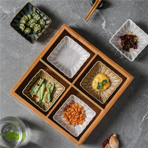 Platos de bambú y madera para hotel, platos de ensalada divididos, platos de nueve compartimentos, bandejas de almacenamiento, bandejas de madera, para alimentos secos - Product Image 4