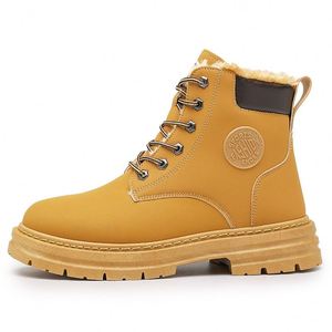 2025 New Winter Men's Shoes Warm Yellow <b>Boots</b> <b>Work</b> Wear High Top Cotton Shoes - Product Image 5