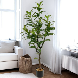 Planta de Croton Artificial de alta calidad con hojas de <span class=keywords><strong>Codiaeum</strong></span> de seda ignífugas UV en maceta para decoración del hogar interior/exterior - Product Image 1