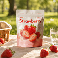 Op maat gemaakte full colour bedrukte staande ritssluitende zak van herbruikbaar plastic voor verpakking van gevriesdroogde aardbeienfruit snacks