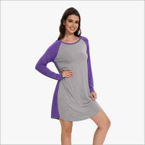 Color-blocked Nightgown For <b>Women</b> Comfortable Bamboo Nightgown <b>Women</b> Sleepwear Loungwear Night Dress Wholesale - Product Image 3