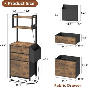 Meuble de <span class=keywords><strong>rangement</strong></span> en bois à 3 tiroirs avec station de charge pour bureau à domicile, <span class=keywords><strong>support</strong></span> d'<span class=keywords><strong>imprimante</strong></span> multifonctionnel haut de gamme à grande capacité - Product Image 4
