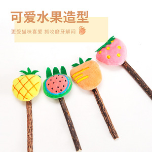 Bâtonnets à mâcher pour chat en forme de fruit, jouets de dentition à la catnip, lot de 4, jouet d'intérieur pour animaux de compagnie, en matériau Woody Smartweed - Product Image 1