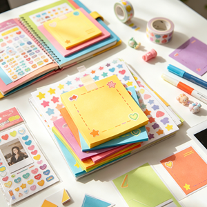 Blocs-notes autocollants en papier coloré avec logo personnalisé, amovibles, pour le bureau, l'école, cadeau promotionnel - Product Image 5
