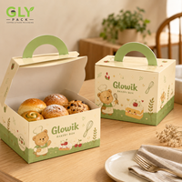 Boîte à gâteau personnalisée en gros avec logo, en carton alimentaire, avec poignée, pour pâtisseries, biscuits, cadeaux et plats à emporter
