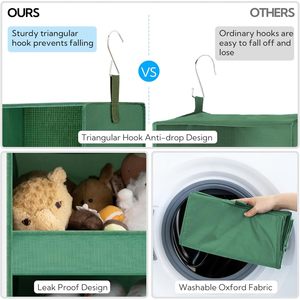 3-<b>Shelf</b> Hanging Closet Organizer Foldable Fabric Storage <b>Shelves</b> For Bedroom Neatening With Metal <b>Hooks</b> 33x15x85cm - Product Image 5