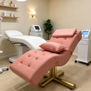 Lit de massage moderne et unique en forme de courbe rose pour salon de beauté, idéal pour les extensions de cils - Ensemble complet de mobilier - Product Image 1