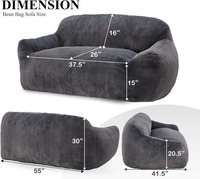 Sitzsack-Sofa mit breiten Armlehnen, Bodensofa, großer Sitzsack, Lazy Sofa für Schlafzimmer, Wohnzimmer, Apartment