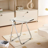 Table d'appoint pliable moderne en acier inoxydable transparent en acrylique, petite et portable, pour le camping, l'extérieur et le salon
