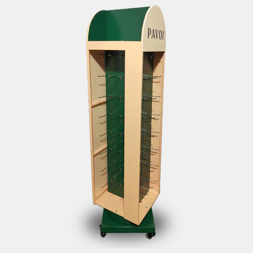 Three-Side Rotating Luxury Display Stand for Jewelry & Cosmetics Wooden Shelf Customized Color & Size — view 3