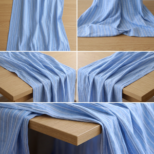 Tela de Algodón Khadi Orgánica Tejida a Mano, Peso Medio 105 GSM, Diseño de Rayas Azules Hecho a Mano, Transpirable, para Camisas de Niñas - Product Image 3