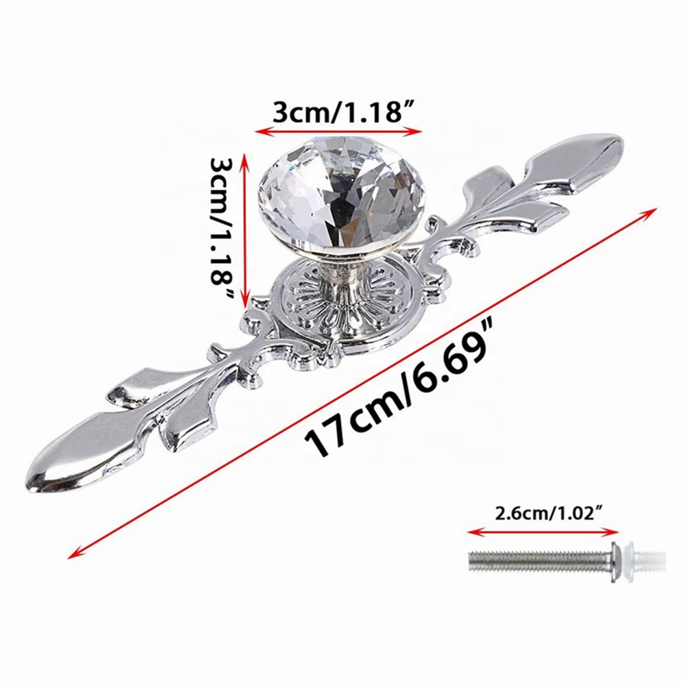 Cabinet Knobs 30mm Drawer Pulls Handles Diamond Shape Crystal Glass Pull Handle Kitchen Door Wardrobe Hardware