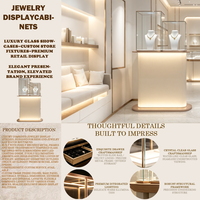 Vitrine à bijoux sur pied personnalisée, haute, en verre, avec éclairage LED, pour boutique de bijoux de luxe