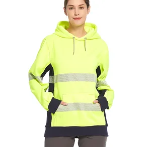 Hoodie reflektif pria wanita kustom kaus Sweatshirt ringan Hi Vis pakaian keselamatan lari visibilitas tinggi kelas 2