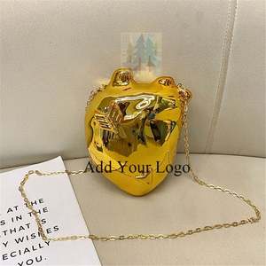 新款时尚定制美丽心形金属镜亚克力钱包女士舞会离合器晚装包 - Product Image 1