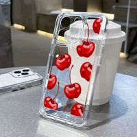 Coques de téléphone antichoc transparentes cerise pour iPhone 17 Air 16 Plus Pro Max 15 14 13 12 11 X XR – Housse arrière souple de protection