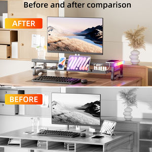 Support d'écran d'ordinateur double couche avec lumière respirante et extension USB3.0, prenant en charge deux écrans simultanément - Product Image 4